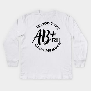 Blood type AB plus club member Kids Long Sleeve T-Shirt